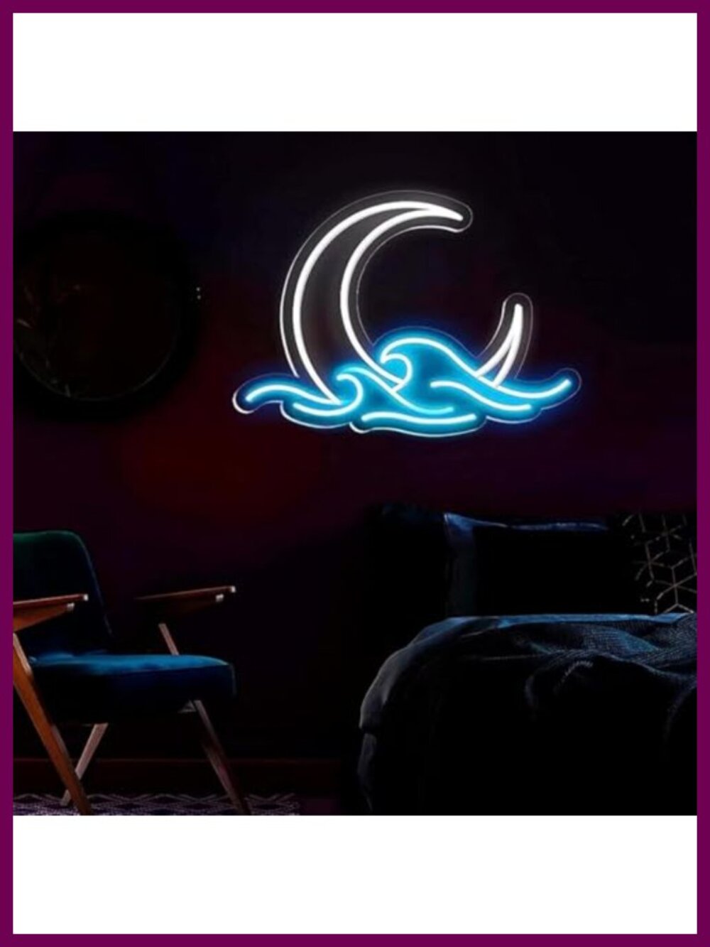 Dimmable Moon Wave Neon Sign USB Powered Acrylic Wall Decor